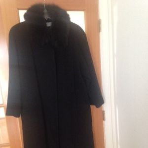 Long Black Coat with fur around the collar
